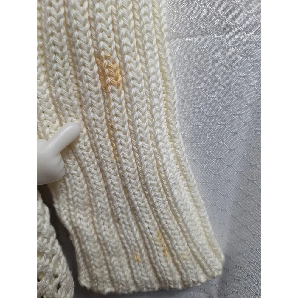 SOFT SURROUNDINGS Crochet Open Knit Sweater Sz M White Black Pockets Lagenlook - Picture 3 of 7